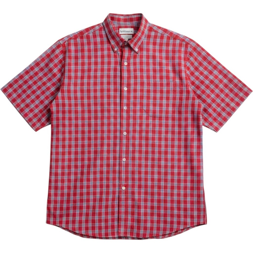 Saddlebred Shirt Mens 2XLT Red Plaid Short Sleeve Button Down Classic Fit